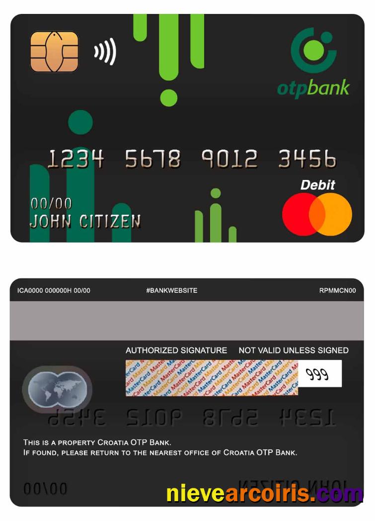 Croatia OTP bank master debit card